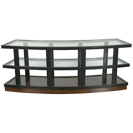 Fitz Curved Console Table with Glass Top and Shelves